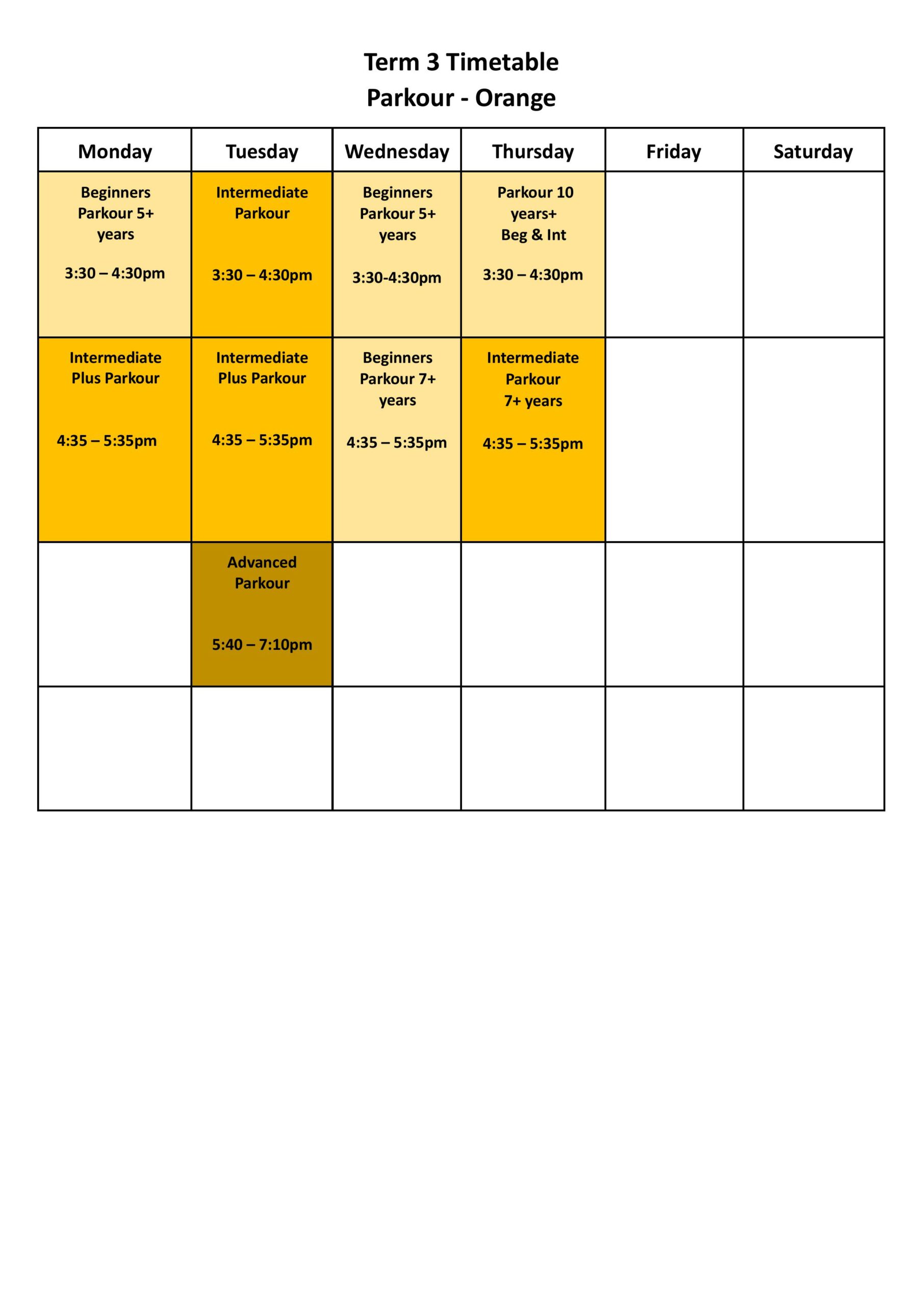 Term 3 Timetable wo Coaches Parkour
